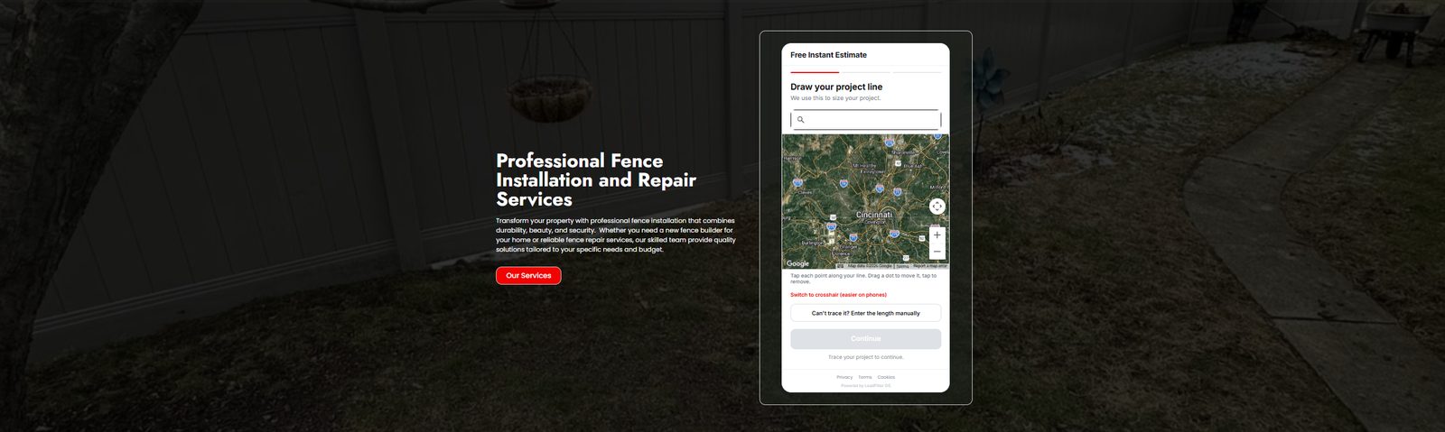 Empire Fence website homepage