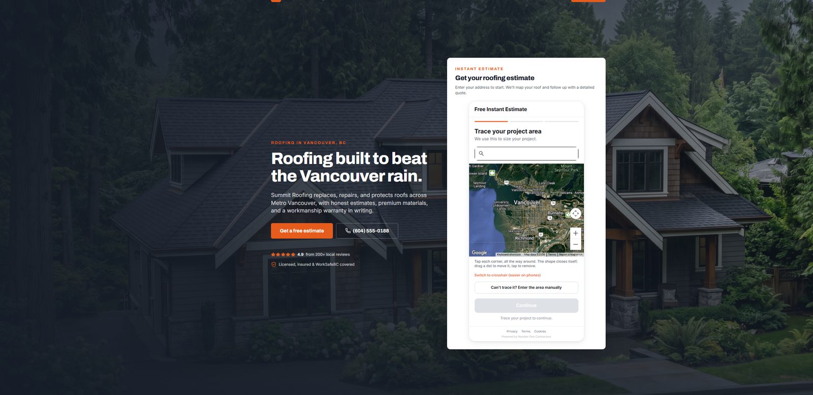 Summit Roofing website homepage